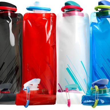 4 Pack 700 ml Collapsible Water Bottle,Portable Leakproof Bag for Drinking Foldable Flat Water Bottles for Camping Traveling Biking Hiking