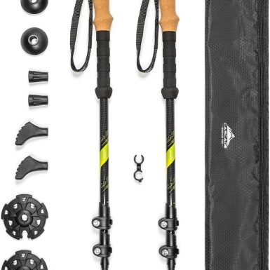 Cascade Mountain Tech Trekking Poles - Carbon Fiber Walking or Hiking Sticks with Quick Adjustable Locks