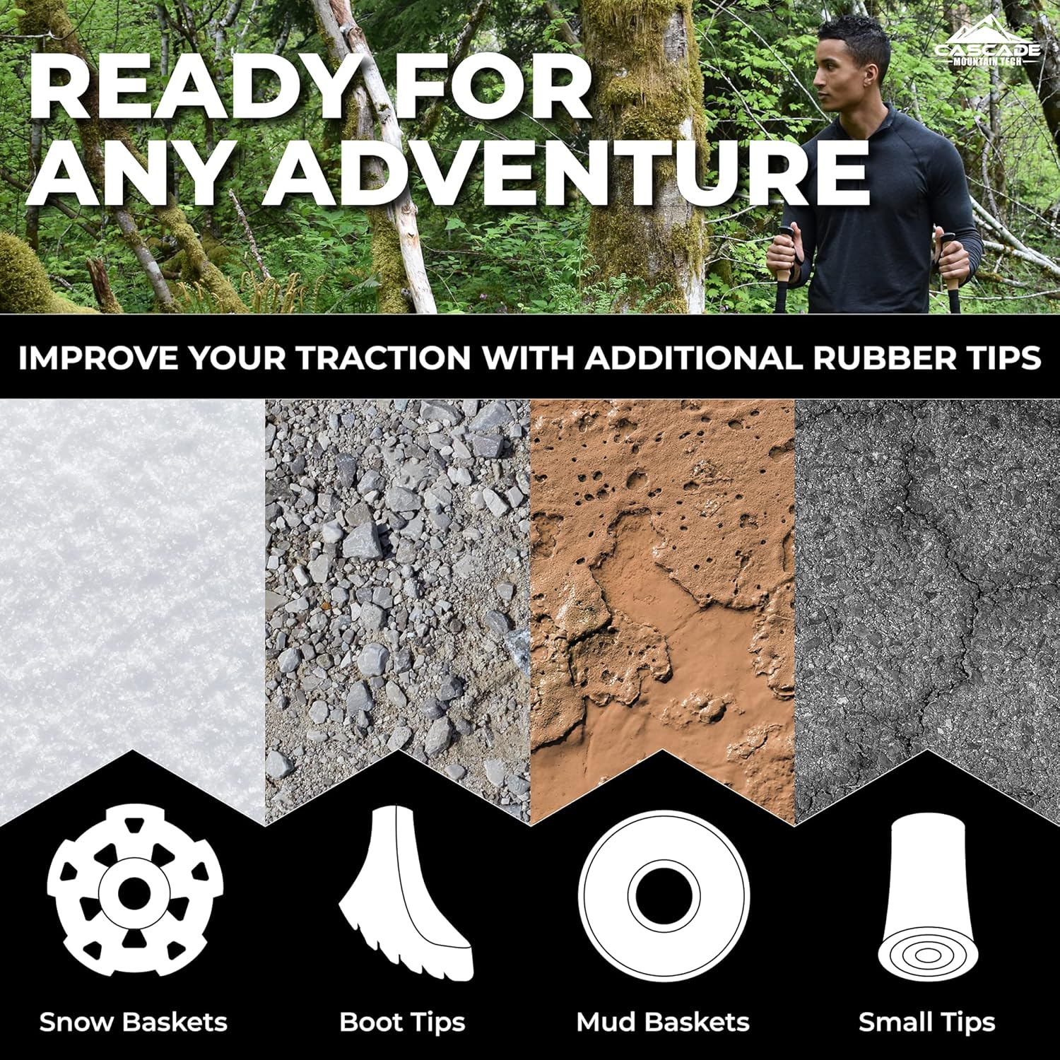 Cascade Mountain Tech Trekking Poles - Carbon Fiber Walking or Hiking Sticks with Quick Adjustable Locks - Image 4