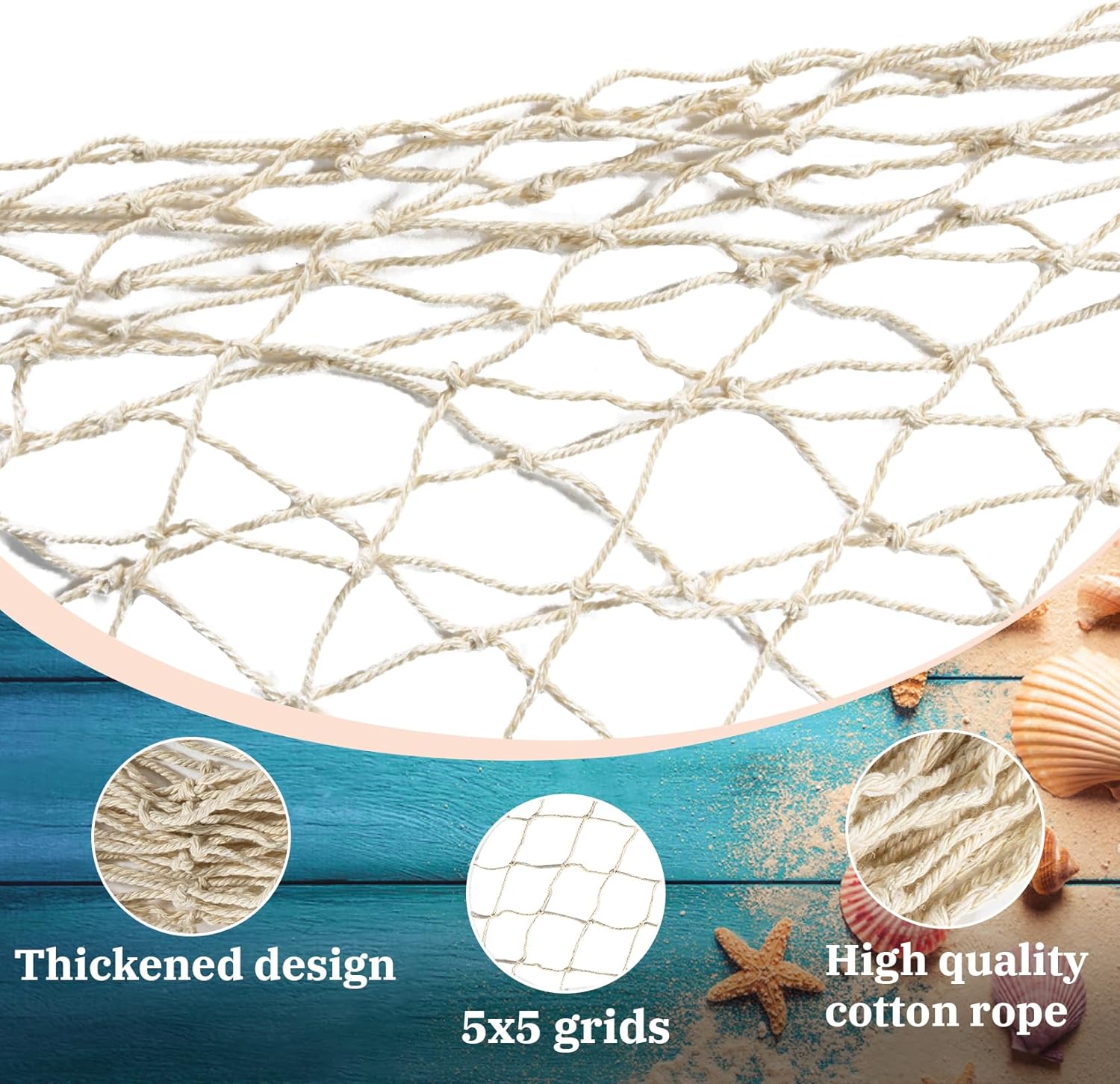 Sukh 1PC Fish Net Decorative - Fish Net Decorations Decorative Netting Nautical Fishnet Table Runner Nets Netting Fishnet Ocean Party Decor Decoration Decorative Fishing Rope Netting Decorations - Image 3